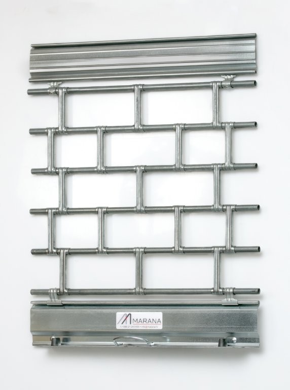 Rolo rešetka BITUBO od pocinčanih čeličnih cijevi – sigurnosna rolo vrata za izloge i garaže, Marana