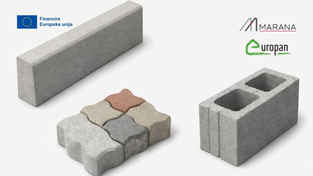 Vizual EU projekta Marana s betonskim rubnjakom, opločnicima i zidnim elementom